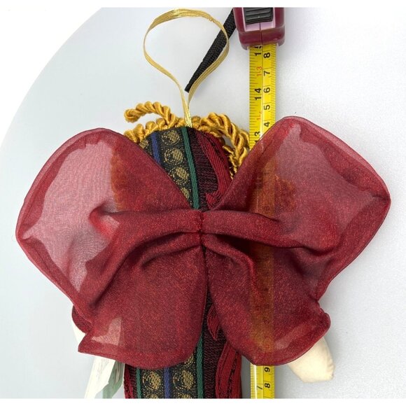 Handcrafted Woof & Poof Angel Ornament With Bells & Red Bow - 13 Inch - Picture 6 of 8